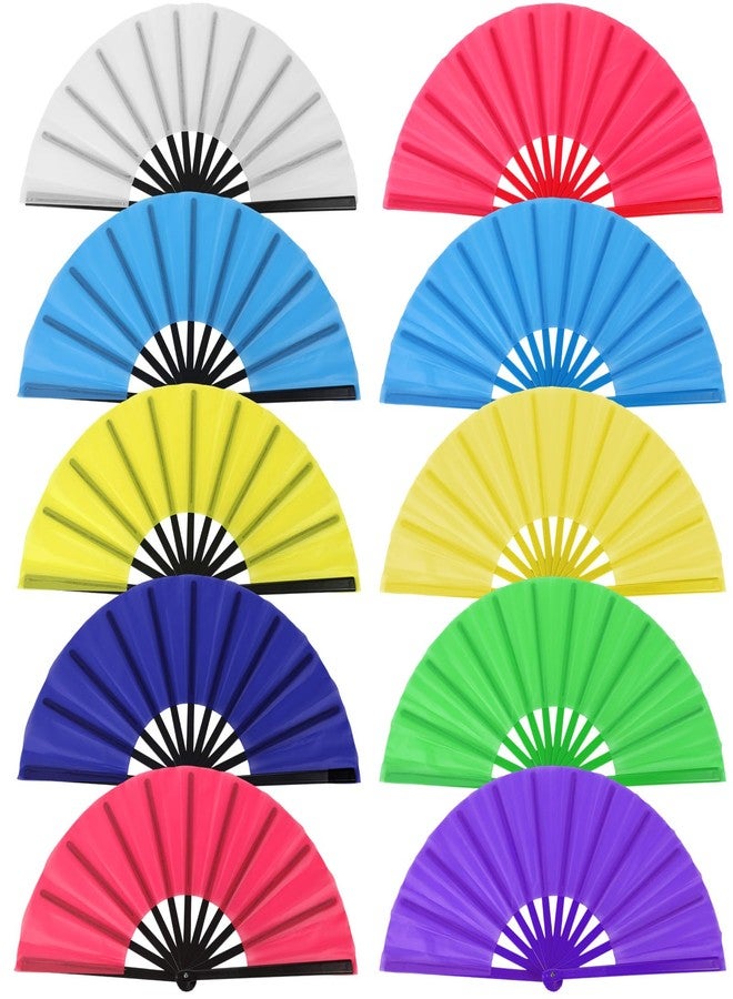 JOUTYFOR 10 Pcs Large Folding Fans for Line Dancing, 13 Inch Boots on The Ground Fans for Women Men, Big Clack Popping Make Loud Sounds for EDM Music Party Decorations (Classic Color) - Image 1